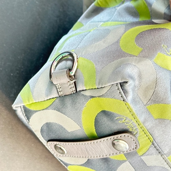 COACH Sabrina Signature Gray/Lime Green Op Art Satchel Handbag #D0971-13861 - Picture 5 of 16